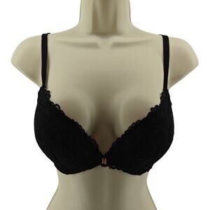 Savage x Fenty Black Roselace Push-Up Plunge Bra 32D
